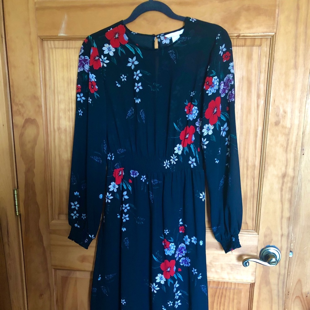 H&M black floral chiffon dress